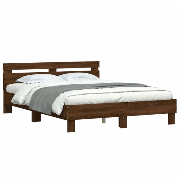 vidaXL Cadre de lit sans matelas ch&ecirc;ne marron 140x190 cm