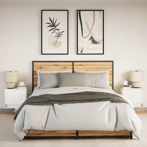 vidaXL Tables de chevet murales avec lumières LED 2 pcs blanc