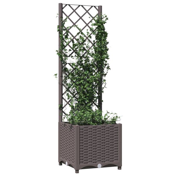 vidaXL Jardini&egrave;re avec treillis Marron 40x40x136 cm PP