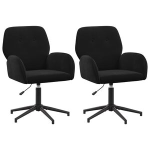 vidaXL Chaises de bureau pivotantes 2 pc Velours 54 x 55 x 90 cm Noir