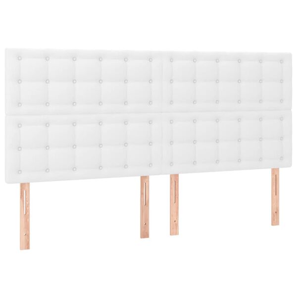 vidaXL T&ecirc;te de lit &agrave; LED Blanc 180x5x118/128 cm Similicuir
