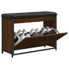 vidaXL Banc &agrave; chaussures avec tiroir rabattable ch&ecirc;ne fum&eacute; 82x32x56 cm