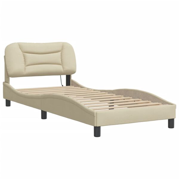 vidaXL Cadre de lit sans matelas Hvar cr&egrave;me 80x200 cm tissu