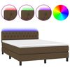 vidaXL Sommier &agrave; lattes de lit matelas et LED Marron fonc&eacute; 140x190 cm