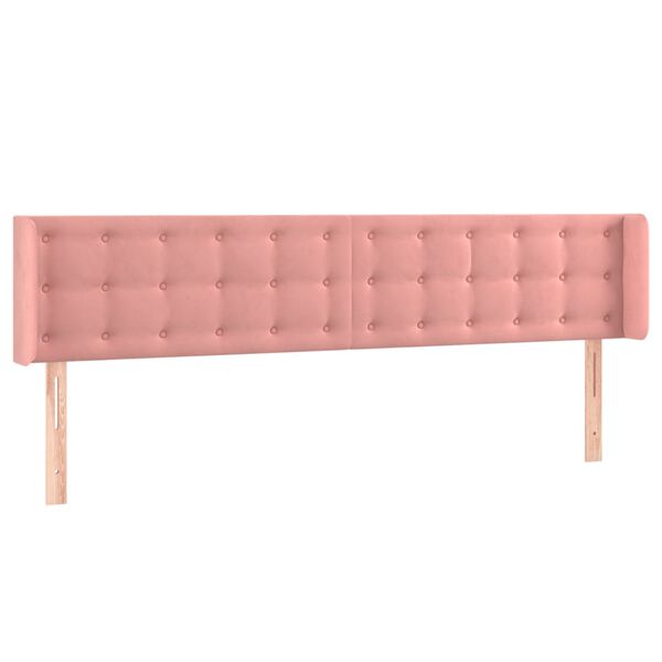 vidaXL T&ecirc;te de lit avec oreilles Rose 203x16x78/88 cm Velours