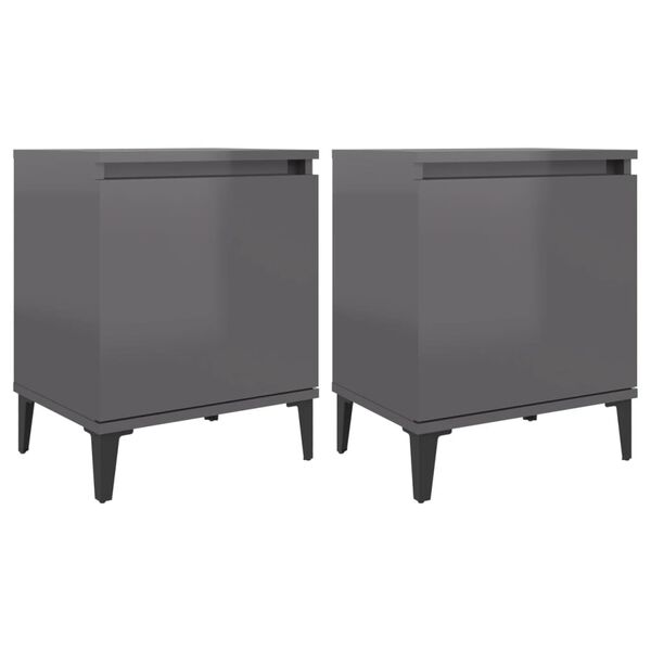 vidaXL Tables de chevet avec pieds en m&eacute;tal gris brillant 40x30x50 cm