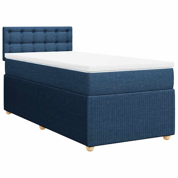 vidaXL Sommier &agrave; lattes de lit avec matelas Bleu 100x200 cm Tissu