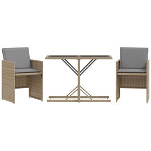 vidaXL Ensemble de bistro 3 pcs coussins m&eacute;lange beige r&eacute;sine tress&eacute;e