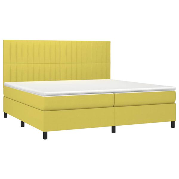 vidaXL Sommier &agrave; lattes de lit et matelas et LED Vert 200x200 cm Tissu