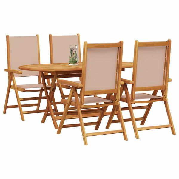 vidaXL Ensemble de salle &agrave; manger pour jardin 5 pcs Taupe