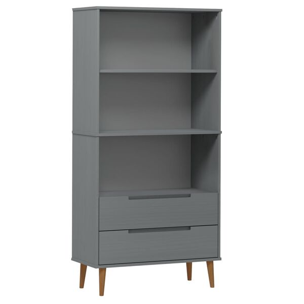 vidaXL Bibliothèque MOLDE Gris 85x35x170,5 cm Bois massif de pin