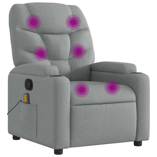 vidaXL Fauteuil de massage inclinable Gris clair Tissu