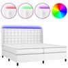 vidaXL Sommier &agrave; lattes de lit matelas LED Blanc 200x200 cm Similicuir