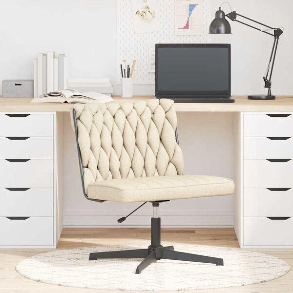 vidaXL Chaise pivotante de bureau Cr&egrave;me Tissu