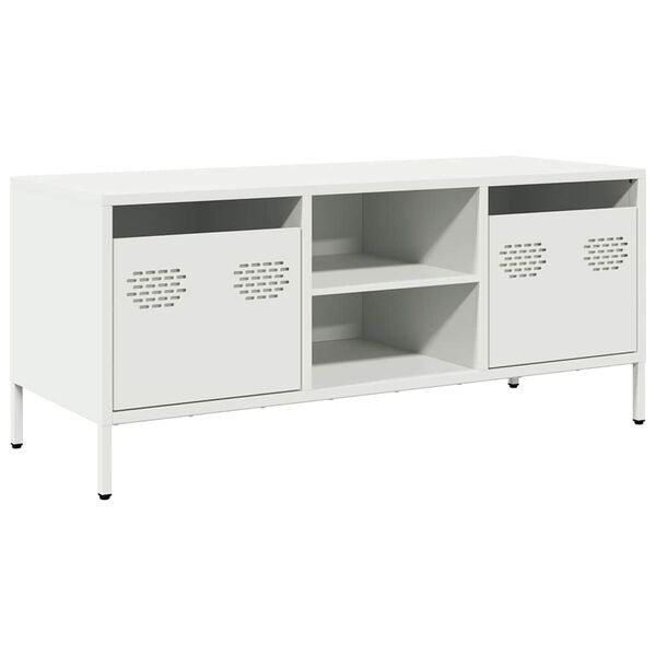 vidaXL Meuble TV blanc 101,5x39x43,5 cm acier laminé à froid