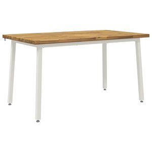 vidaXL 140 x 70 x 75 cm Bois d'Acacia Massif Blanc Rectangulaire