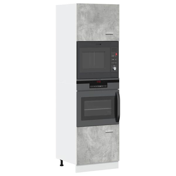 vidaXL Meuble micro-ondes "Lyon" Gris béton 60 x 57 x 207 cm Bois d'ingénierie