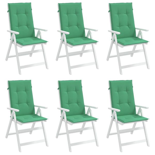 vidaXL Coussins de chaise de jardin &agrave; dossier haut lot de 6 vert tissu