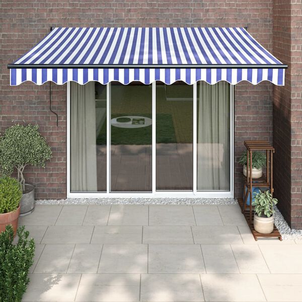 vidaXL Auvent r&eacute;tractable automatique bleu et blanc 3,5x2,5 m