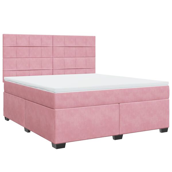 vidaXL Sommier &agrave; lattes de lit avec matelas Rose 180x200 cm Velours