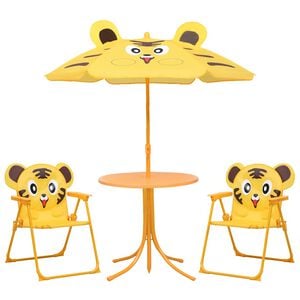 vidaXL Ensemble de bistro avec parasol pour enfants 3 pcs Jaune