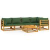 vidaXL Salon de jardin 6 pcs avec coussins vert bois massif