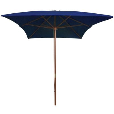 vidaXL Parasol de jardin avec mât en bois bleu 200x300 cm