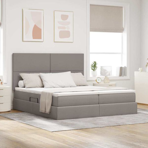 vidaXL Lit de Rangement Taupe 200 x 200 cm Cuir synth&eacute;tique