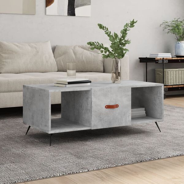 vidaXL Table basse gris b&eacute;ton 102x50x40 cm bois d'ing&eacute;nierie