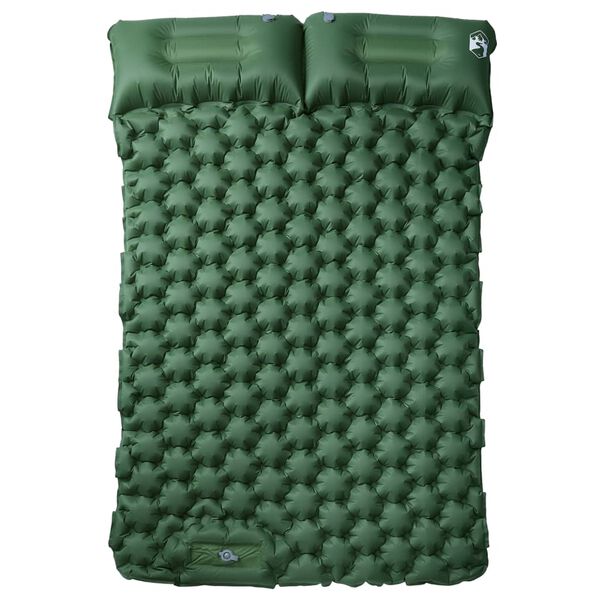 vidaXL Matelas de camping autogonflant avec oreillers 2 personnes vert