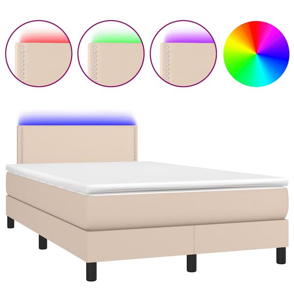 vidaXL Sommier &agrave; lattes de lit avec matelas LED cappuccino 120x190 cm