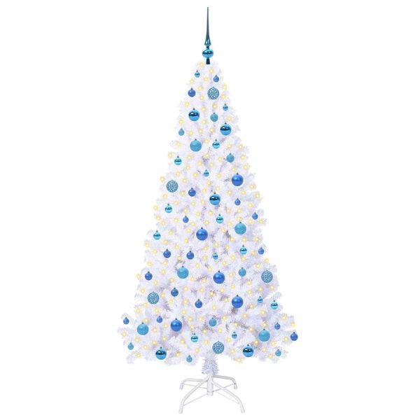 vidaXL Sapin de Noël artificiel avec 300 LED Blanc 180 cm PVC et Acier