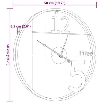 vidaXL Horloge murale doré Ø50 cm fer