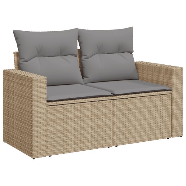 vidaXL Salon de jardin avec coussins 8 pcs beige r&eacute;sine tress&eacute;e