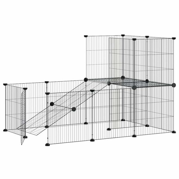 vidaXL Cage animaux de compagnie à 20 panneaux et porte Noir 35x35 cm