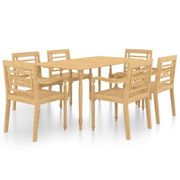 vidaXL Ensemble &agrave; manger de jardin 7 pcs Bois de teck massif