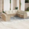 vidaXL Salon de jardin avec coussins 9 pcs beige r&eacute;sine tress&eacute;e