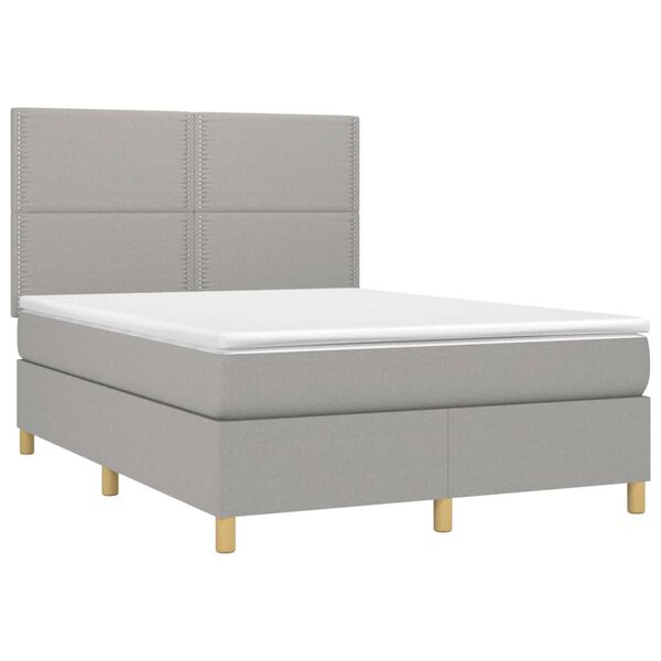 vidaXL Sommier &agrave; lattes de lit avec matelas Gris clair 140x190cm Tissu