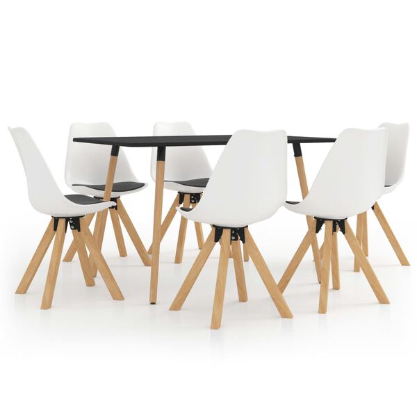 vidaXL Ensemble de salle &agrave; manger 7 pcs Blanc et noir