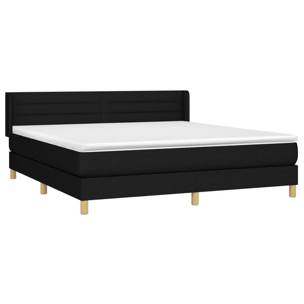 vidaXL Sommier &agrave; lattes de lit avec matelas Noir 160x200 cm Tissu