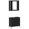 vidaXL Ensemble de mobilier de salle de bain avec &eacute;tag&egrave;re 4 pcs Noir