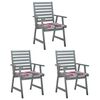 vidaXL Chaises &agrave; manger d'ext&eacute;rieur lot de 3 et coussins Acacia massif