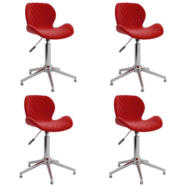 vidaXL Chaises &agrave; manger pivotantes lot de 4 rouge bordeaux velours