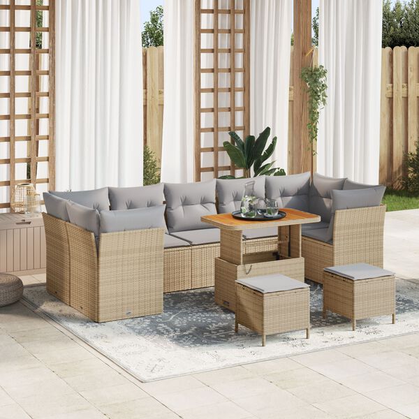vidaXL Ensemble de canap&eacute; de jardin 10 pcs beige et gris clair