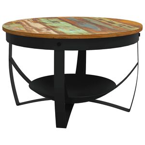 vidaXL Table basse &Oslash;68x43 cm Bois de r&eacute;cup&eacute;ration massif