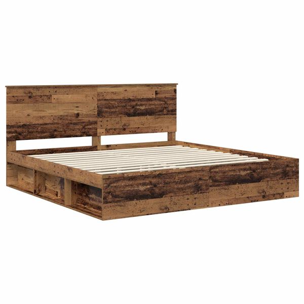 vidaXL Cadre de lit Bois ancien 200 x 200 cm Bois de pin massif
