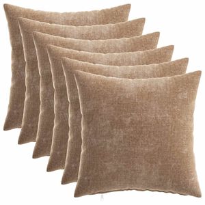 vidaXL Housse de coussin 6 pc HEERLEN Marron 35 x 35 cm Tissu Chenille