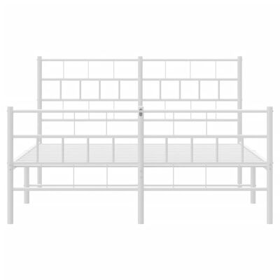 vidaXL Cadre de lit métal sans matelas et pied de lit blanc 140x190 cm