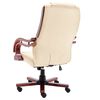 vidaXL Chaise de bureau Cr&egrave;me Cuir v&eacute;ritable