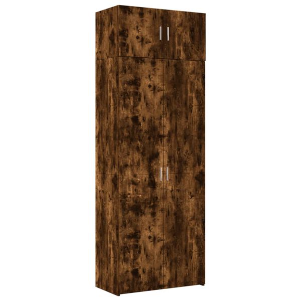 vidaXL Armoire de rangement ch&ecirc;ne fum&eacute; 80x42,5x225cm bois d'ing&eacute;nierie